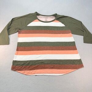 Sonoma Goods For Life Women's XXL Striped Raglan‎ 3/4 Sleeve T-Shirt Top